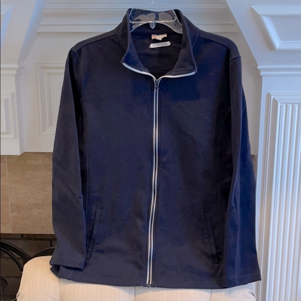 D:  Talbots x Ruth Tanner Full Zipper Jacket Women’s size 1X Navy Knit